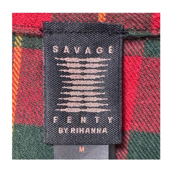 Savage X Fenty Pajama Top Mens Sleep Flannel Feels Plaid Relaxed Fit Medium - Picture 5 of 8